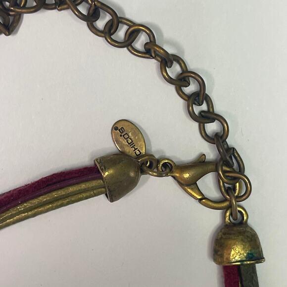 Chico's beaded necklace signed costume jewelry neutral natural romantic - Picture 8 of 13